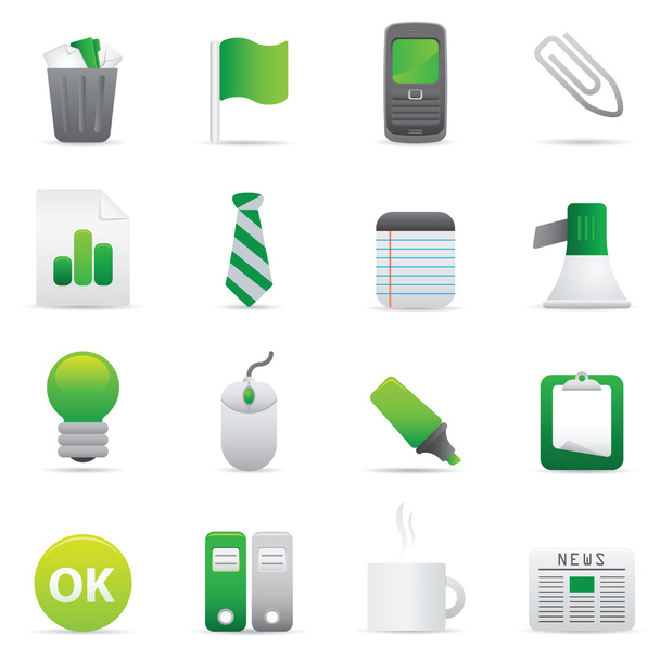 Iconos de oficina jalá Verde 10
 - Vector, Imagen