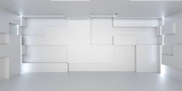 Moderní futuristická technologie bílá zeď pozadí pozadí krychlový design bílé pozadí - Fotografie, Obrázek
