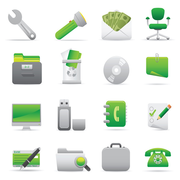 Iconos de oficina jalá Verde 11
 - Vector, Imagen