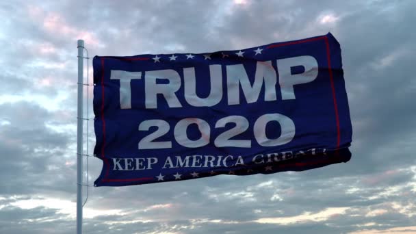 Animación fotorrealista de la bandera con el logotipo de la campaña presidencial de Donald Trumps ondeando al viento. Loop sin costuras. Resolución 4K
 - Imágenes, Vídeo
