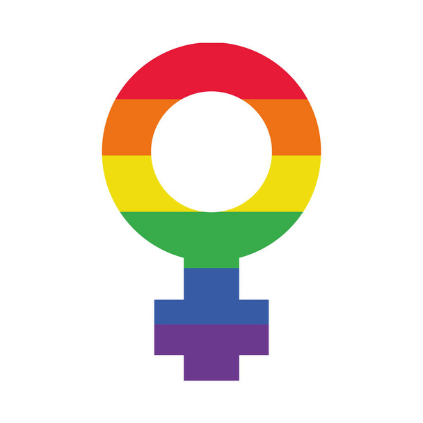 female gender symbol with pride flag design, flat style - ベクター画像