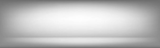 Blanco con fondo estudio panorámico gris con brillo blanco - Vector, Imagen