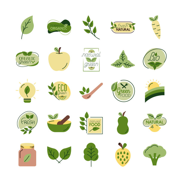 svazek přírodních a organických ikon - Vektor, obrázek