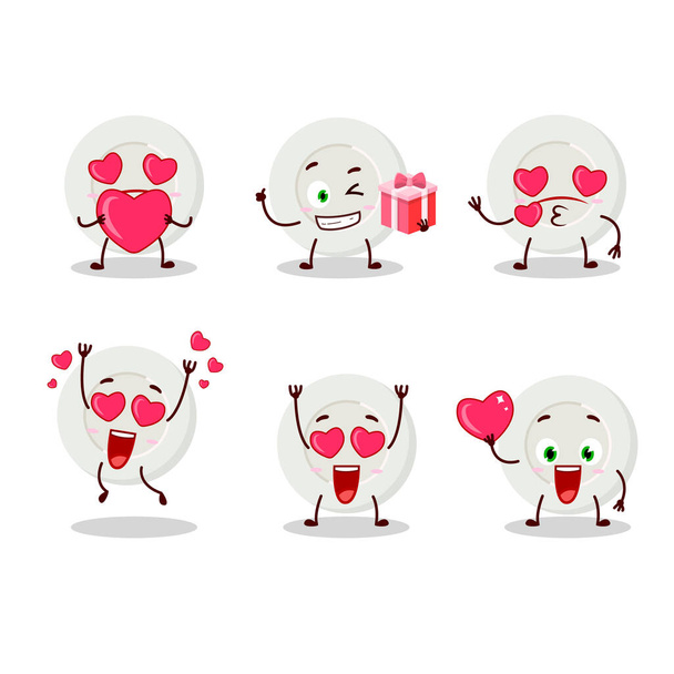 plate angry expression cartoon character with love cute emoticon - Vector, Imagen