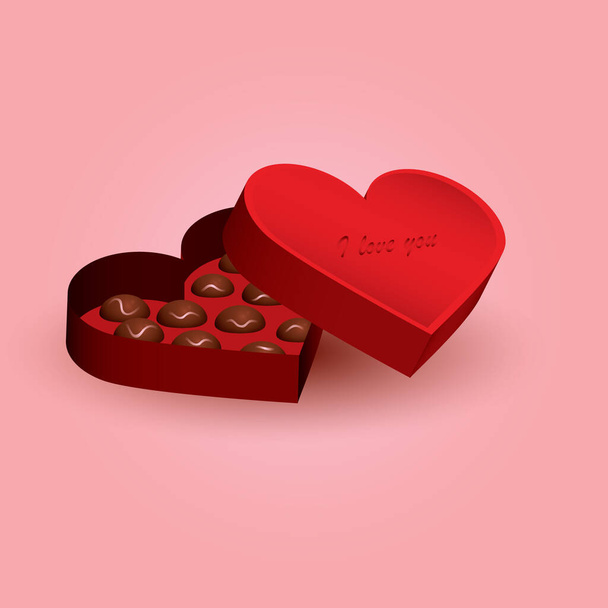 heart shaped chocolate box - Vektori, kuva