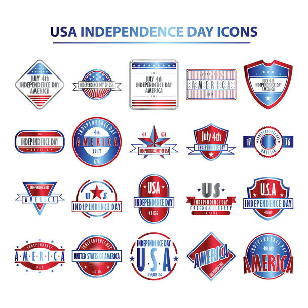 ΗΠΑ Ημέρα ανεξαρτησίας εικονίδια απεικόνιση. - Διάνυσμα, εικόνα