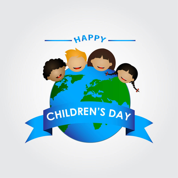 Παγκόσμια Ημέρα των Παιδιών Εικονογράφηση Διάνυσμα. Ευτυχισμένη Ημέρα των Παιδιών - Διάνυσμα, εικόνα
