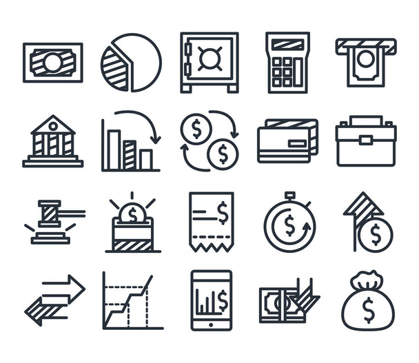 Economy and finance line style icon set vector design - Vector, Image