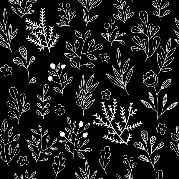 Texture with flowers and plants. Floral ornament. Original flowers pattern. - ベクター画像