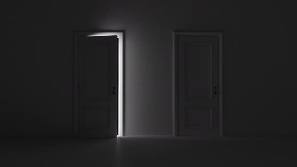 open door in dark room with alpha channel - Footage, Video