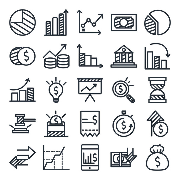 Дизайн векторного набора иконок в стиле экономики и финансов
 - Вектор,изображение