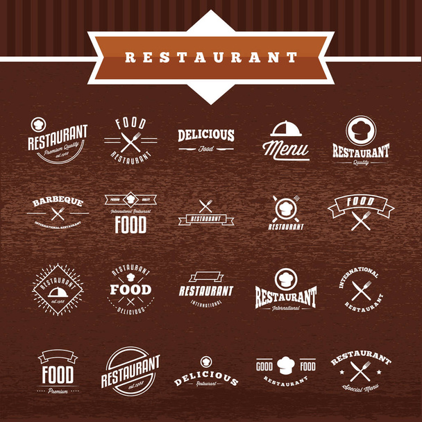 Una colección de etiquetas de restaurante ilustración
. - Vector, imagen