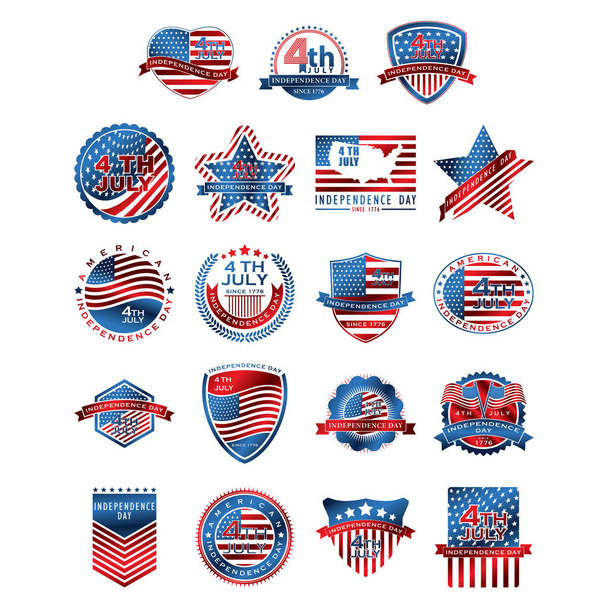A set of american independence day icons illustration. - Vector, Image