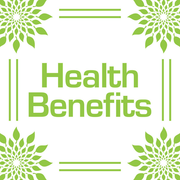 Health benefits text written over green background. - Fotografie, Obrázek