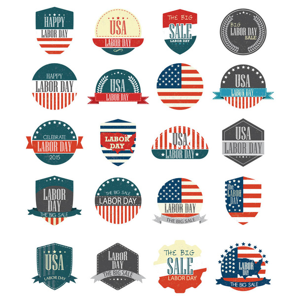 USA kolekce labelů dne práce - Vektor, obrázek