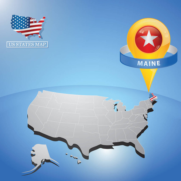 Maine state on map of usa - Vector, Image
