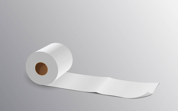 Papier tkankowy toczyć długo na szarym tle, ilustracja wektor - Wektor, obraz