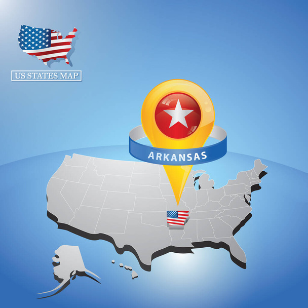 arkansas state on map of usa - Vector, Image