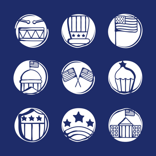 pacote de ícones conjunto EUA
 - Vetor, Imagem