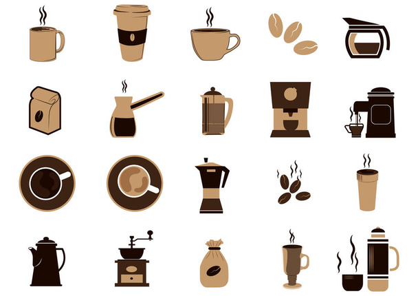 conjunto de equipos de café
 - Vector, imagen