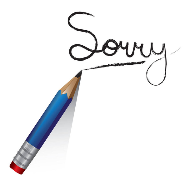 a pencil writing the word sorry - Vector, Image