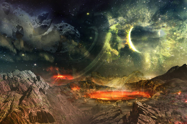 La planète extraterrestre explose un impact d'astéroïde. Éléments de cette image fournis par la NASA
. - Photo, image