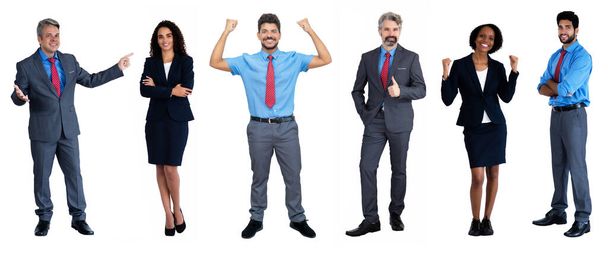 Gruppo di 6 uomini d'affari e donne d'affari africani e latinoamericani di successo isolati su sfondo bianco per tagliare
 - Foto, immagini