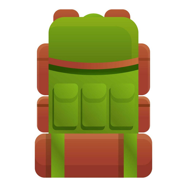 Safari travel backpack icon, cartoon style - Vector, afbeelding