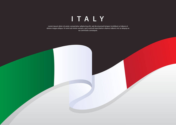 Italia lippu virtaa. Italian lippu mustalla taustalla. Vektorin havainnointimalli
 - Vektori, kuva