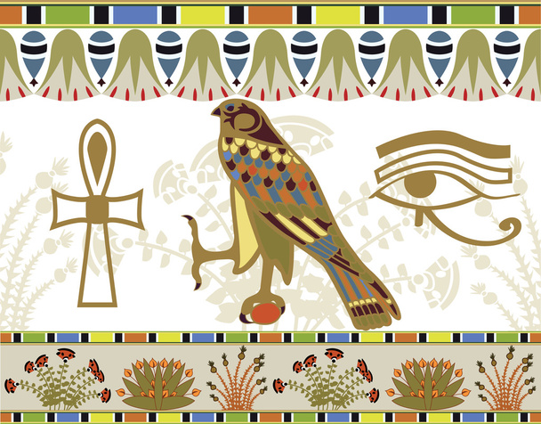 egyptské vzory, hranice a symboly - Vektor, obrázek