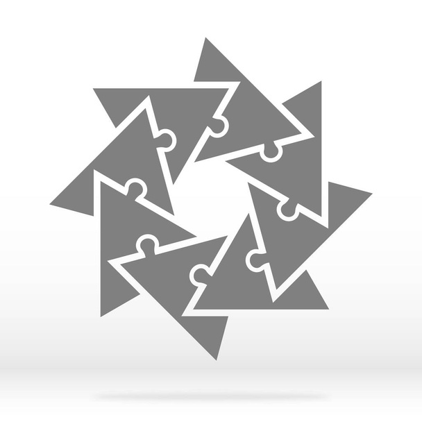 Einfache Symbol-Dreiecke Puzzle in grau. Einfaches Icon-Puzzle der acht Elemente auf grauem Hintergrund für Ihr Webseiten-Design, Logo, App, UI. EPS10. - Vektor, Bild
