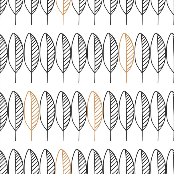 Seamless pattern of hand drawn leaves. Vector illustration. - Vetor, Imagem