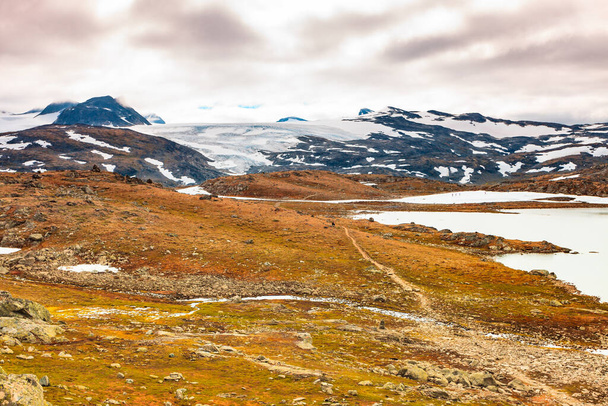 Summer mountains landscape in Norway. National tourist scenic route 55 Sognefjellet from Lom to Gaupne. - 写真・画像