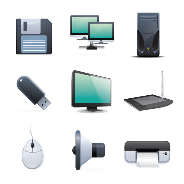 collection of digital device and machine - Vector, Image