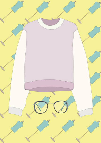 long sleeve top with spectacles - Wektor, obraz