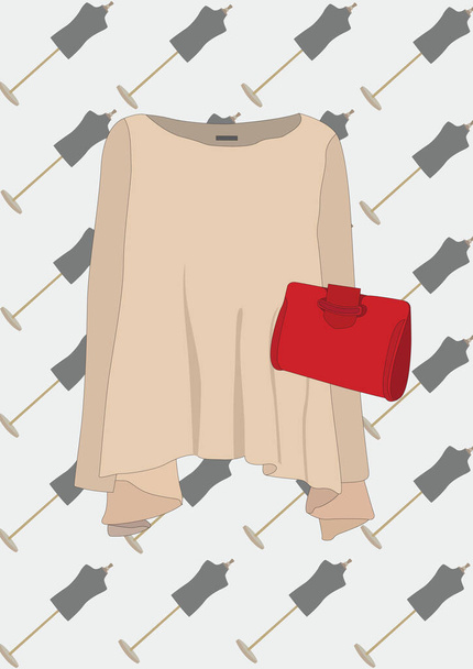 Woman top with purse - Vector, afbeelding