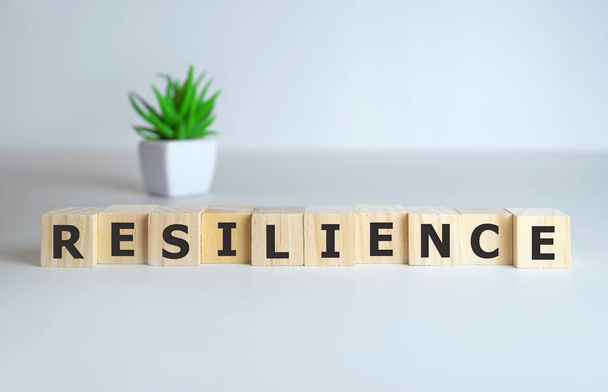Resilience word concept on cubes on white background. - Photo, image