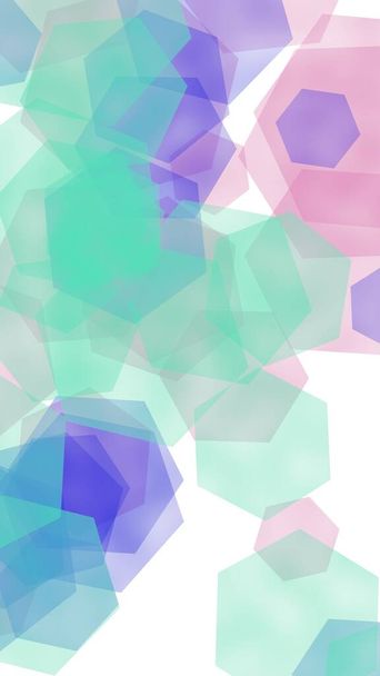 hexágonos translúcidos multicoloridos sobre fundo branco. Orientação vertical da imagem. Ilustração 3D - Foto, Imagem