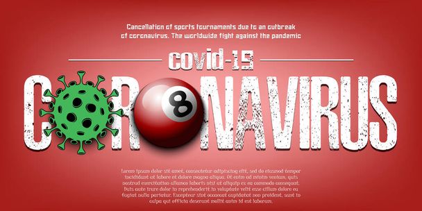 Coronavirus. Coronavirus sign with billiard ball - Διάνυσμα, εικόνα