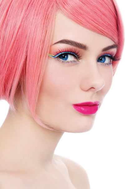 Girl in pink wig - Foto, Imagen