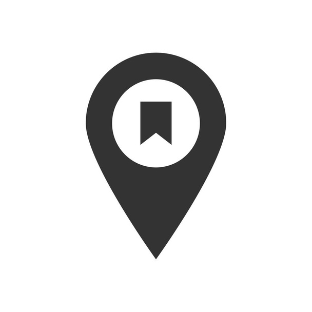Mapa puntero pin vector simple icono negro. Punto de ubicación geotag con marcador, guardar símbolo aislado sobre fondo blanco. Ilustración vectorial para web, aplicaciones, infografías
 - Vector, Imagen