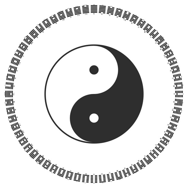 Символ Векторный Инь и Ян с диаграммой гексаграммы И Цзин
  - Вектор,изображение