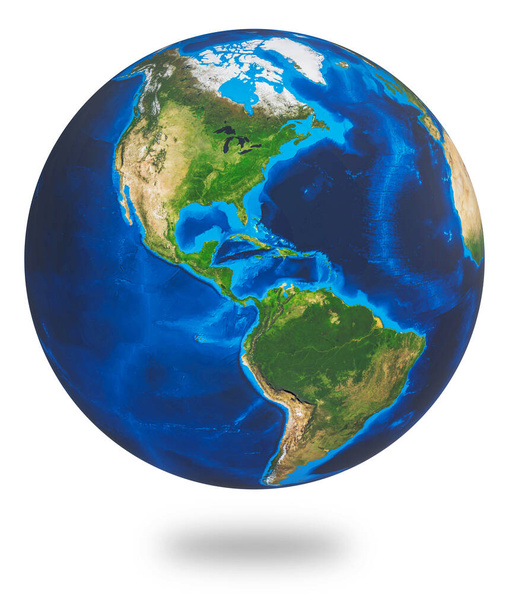 Norteamérica y Sudamérica, dos continentes de la Tierra. Tierra aislada sobre fondo blanco. Tierra planeta globo
.  - Foto, Imagen