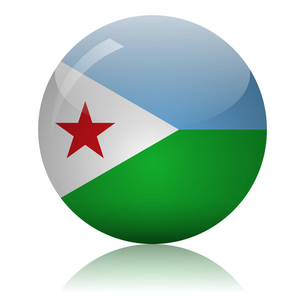 Djibouti flag glass ball on light mirror surface vector illustration - Vector, Image