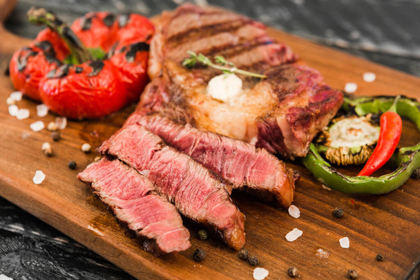 fresh quality expensive pork beef steak in a restaurant - Foto, imagen