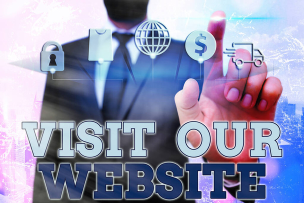 Conceptual hand writing showing Visit Our Website. Business photo text visitor who arrives at web site and proceeds to browse. - Photo, Image