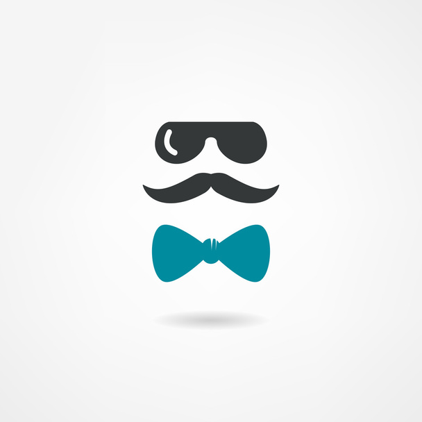 Glasses, mustache and a bow tie - Vector, Image