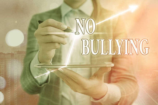 Signo de texto que muestra No Bullying. Foto conceptual detener el comportamiento agresivo entre los niños desequilibrio de poder
. - Foto, Imagen