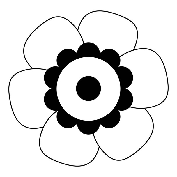 Flor plana aislada sola blanca y negra del vector
. - Vector, imagen