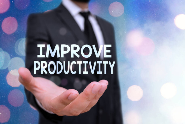 Konzeptionelle Handschrift zur Verbesserung der Produktivität. Business-Fototext zur Steigerung der Maschinen- und Prozesseffizienz. - Foto, Bild